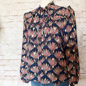 Traffic People tie neck metallic blouse